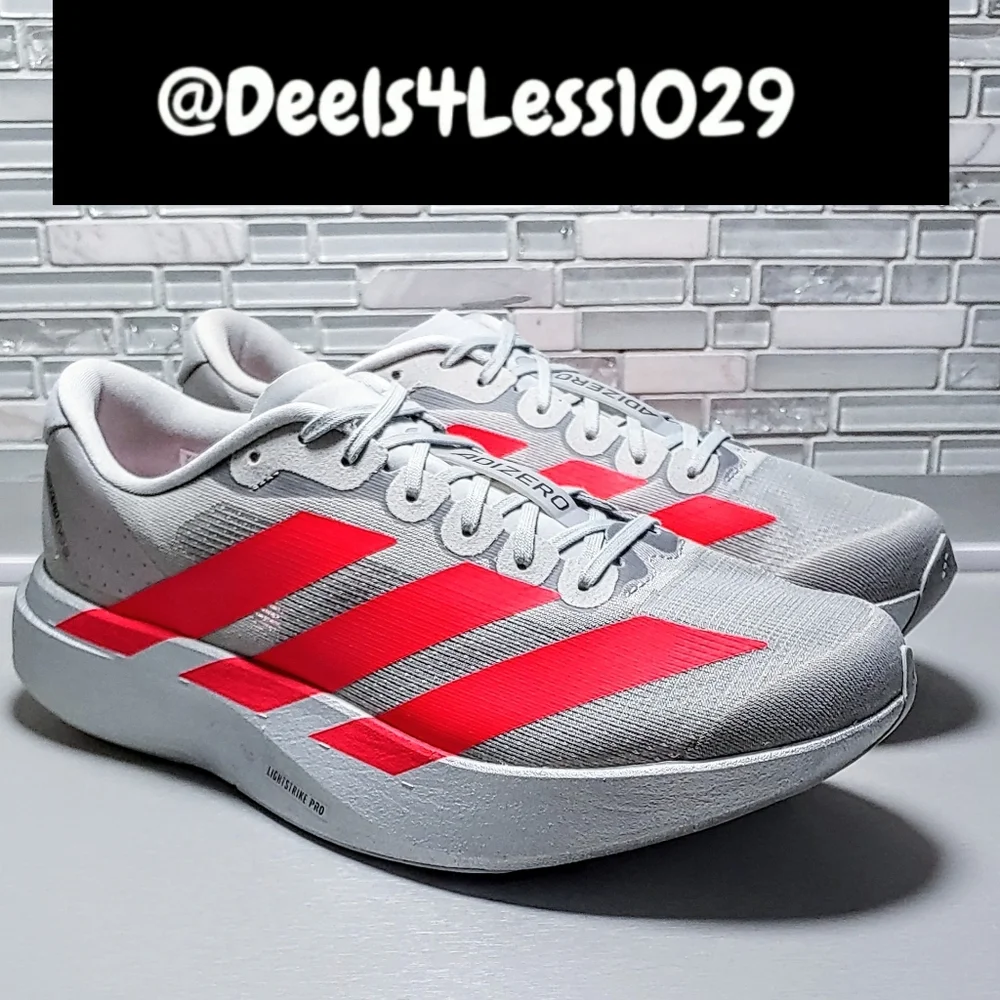 Adidas Adizero Evo SL Running Mens Silver Metallic Lucid Red